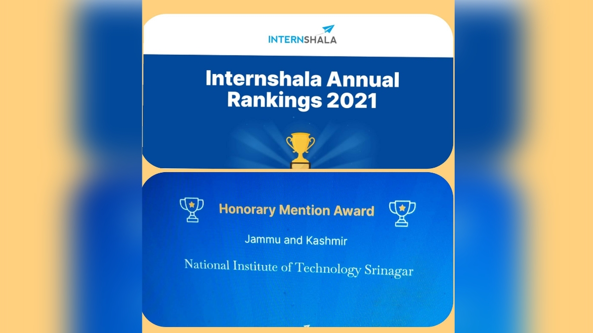 NIT Srinagar gets 163rd position in Internshala, proud moment for the institution says Director NIT Srinagar gets 163rd position in Internshala,  proud moment for the institution says Director