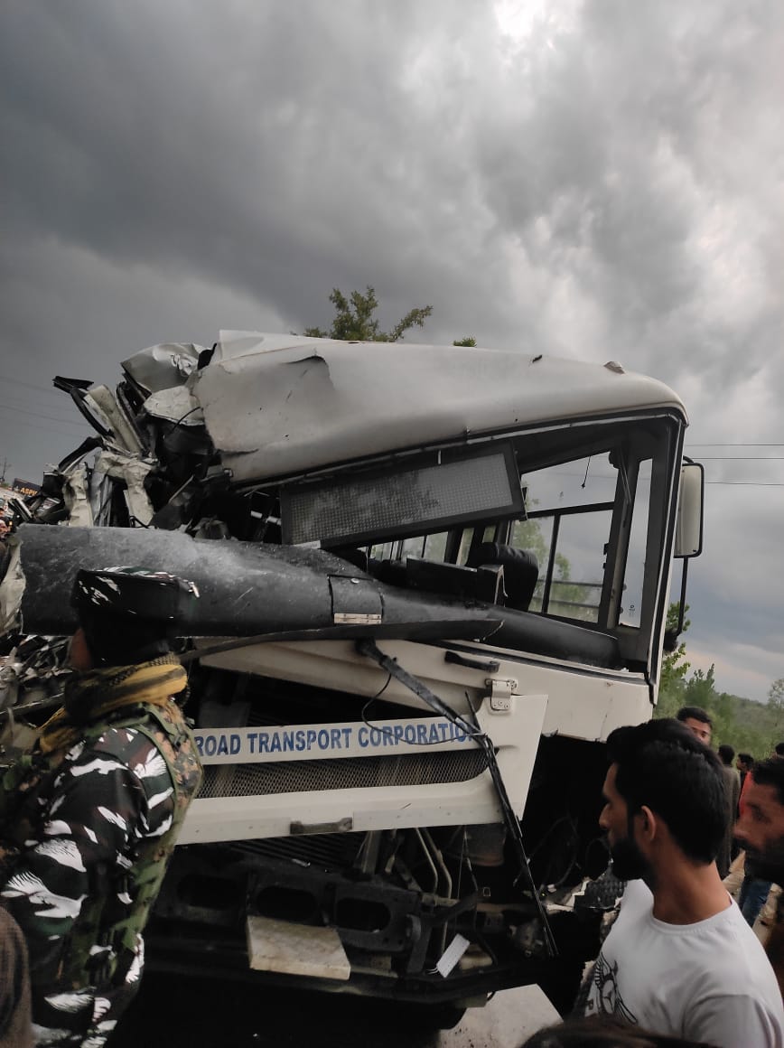 RTC bus turns turtle in Pattan, one Sarpanch killed, many injured