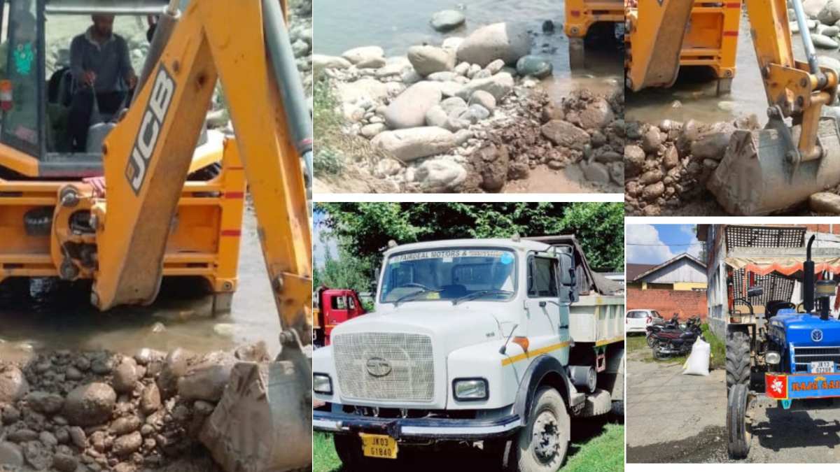 15 Vehicles & 01 JCB involved in illegal mining seized at Anantnag