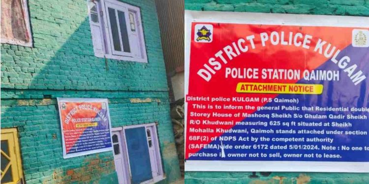 Property of drug peddler attached in Kulgam: Police Property of drug peddler attached in Kulgam: Police