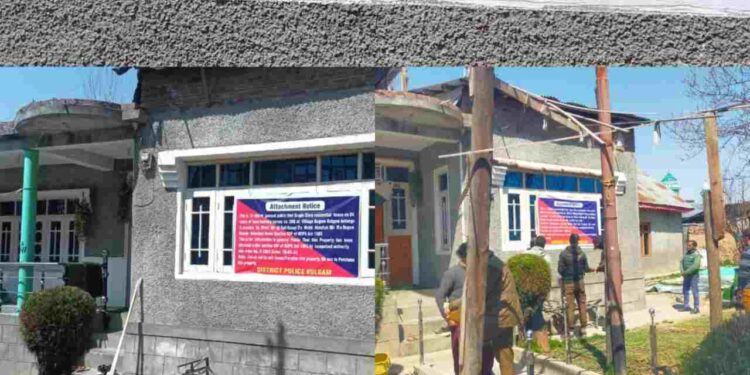 Residential house of drug peddler attached in Kulgam Residential house of drug peddler attached in Kulgam