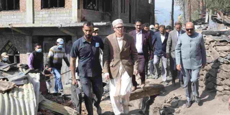 Chief Minister Omar Abdullah visits fire-affected families in Kishtwar Chief Minister Omar Abdullah visits fire-affected families in Kishtwar